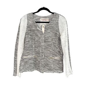 Anthropologie Cartonnier Glimmer Tweed Snap Front Sweater Jacket size Medium